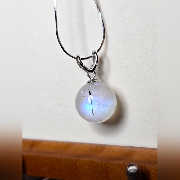Moonstone Crystal and Sterling Silver Necklace - Picture 3 of 6